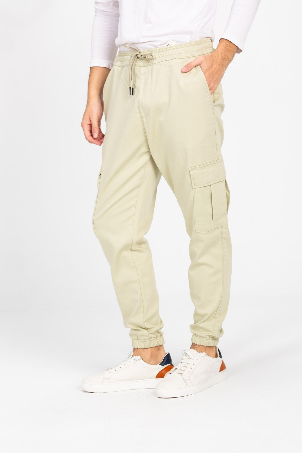 Men's Gabardine Sherwal Pants With Elastic Waistband And Side Pockets