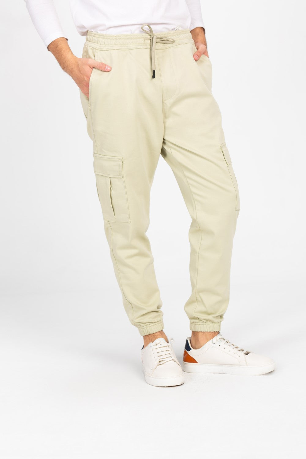 Men's Gabardine Sherwal Pants With Elastic Waistband And Side Pockets