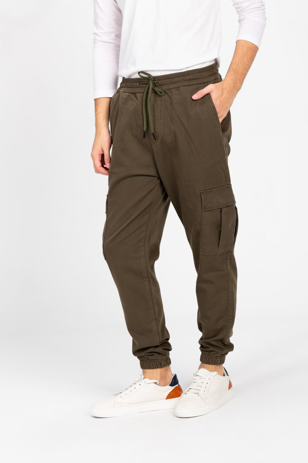 Men's Gabardine Sherwal Pants With Elastic Waistband And Side Pockets