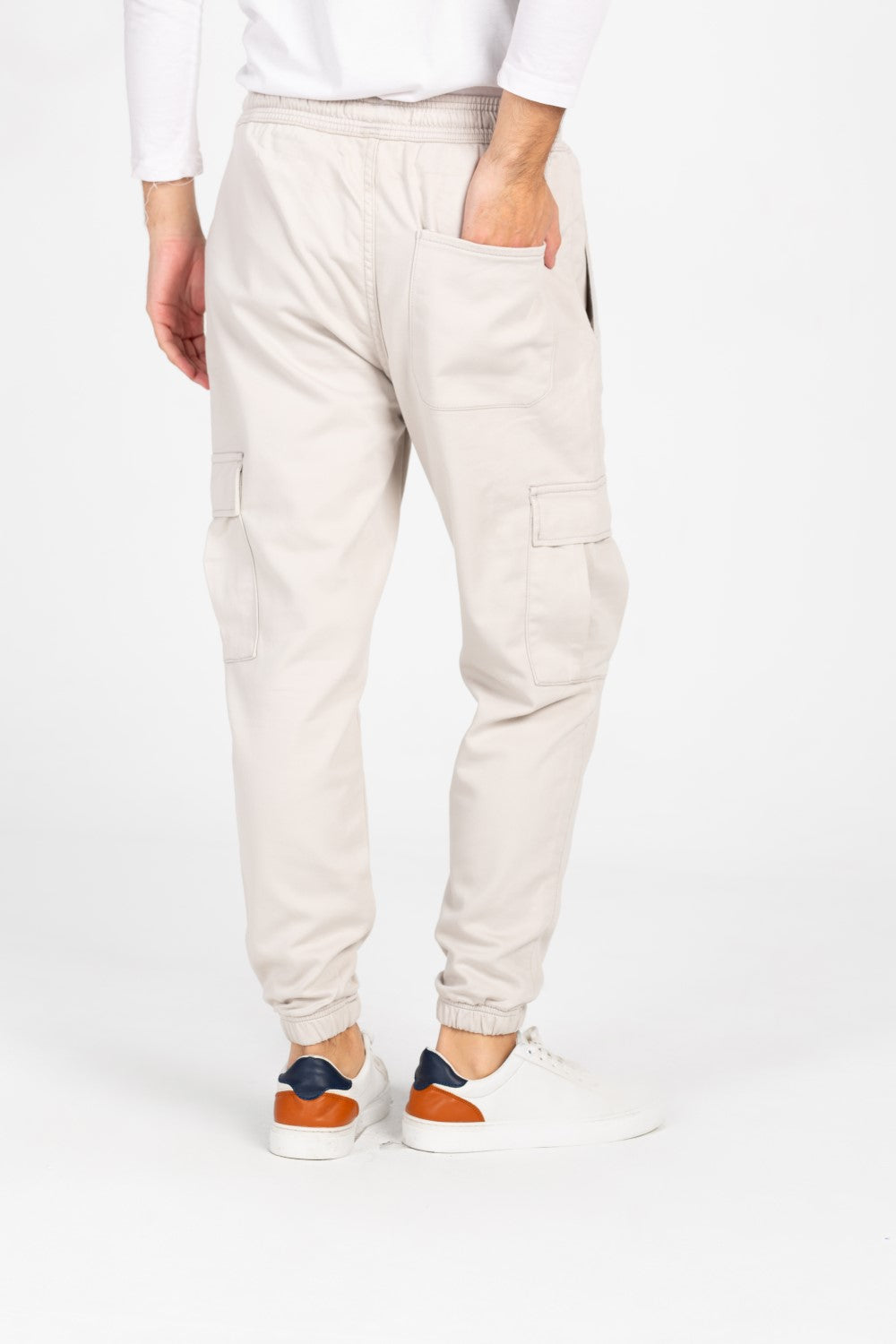 Men's Gabardine Sherwal Pants With Elastic Waistband And Side Pockets