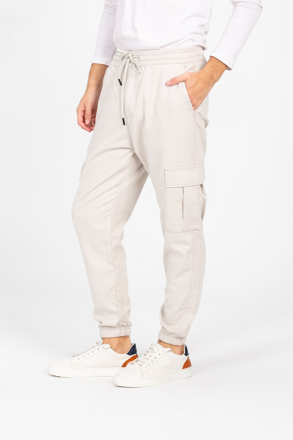 Men's Gabardine Sherwal Pants With Elastic Waistband And Side Pockets