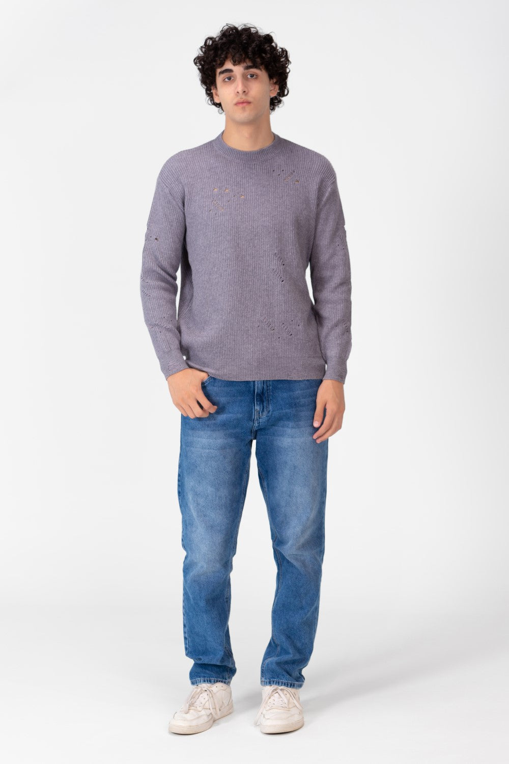 Men's Cutting Pullover With Crew Neck And Basic Details