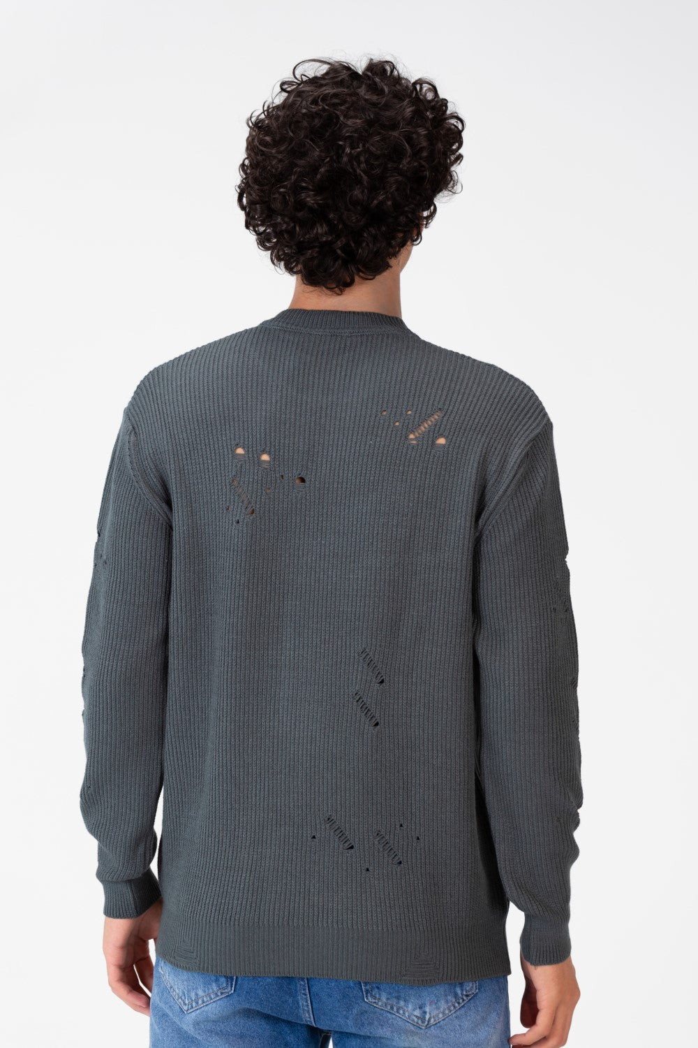 Men's Cutting Pullover With Crew Neck And Basic Details