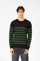 Men's Striped Sweater Pullover With Round Neck And Long Sleeves