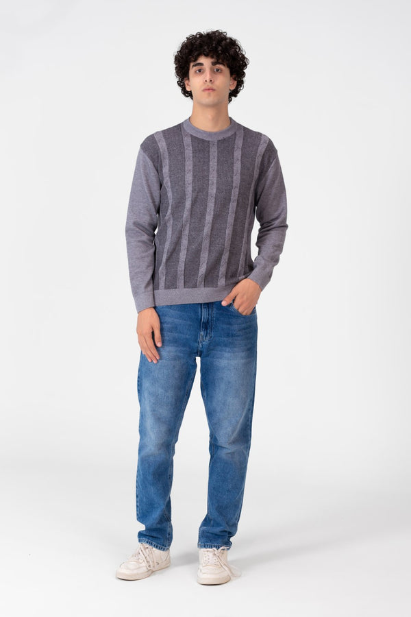 Men's Round Striped Long Sleeve Pullover