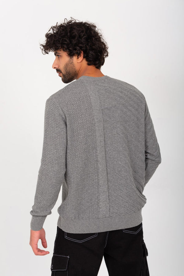 Men's Rounded Neck Basic Made Of Soft Wool With Designed Pattern Pullover