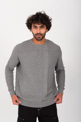 Men's Rounded Neck Basic Made Of Soft Wool With Designed Pattern Pullover