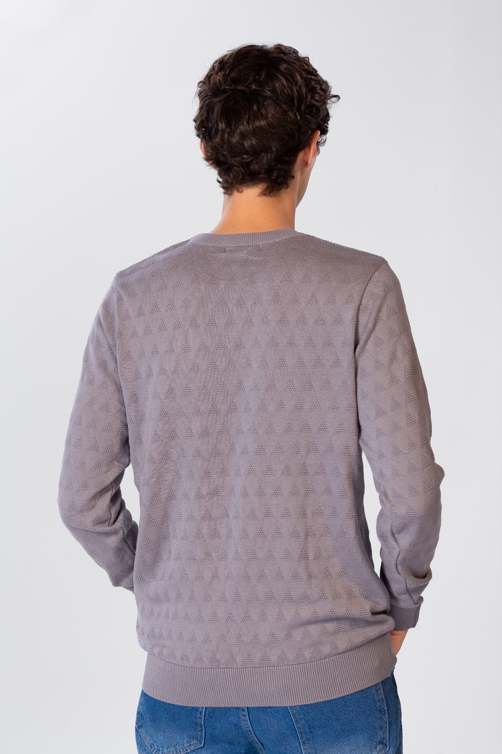 Men's Solid Pullover With Round Neck And Long Sleeves