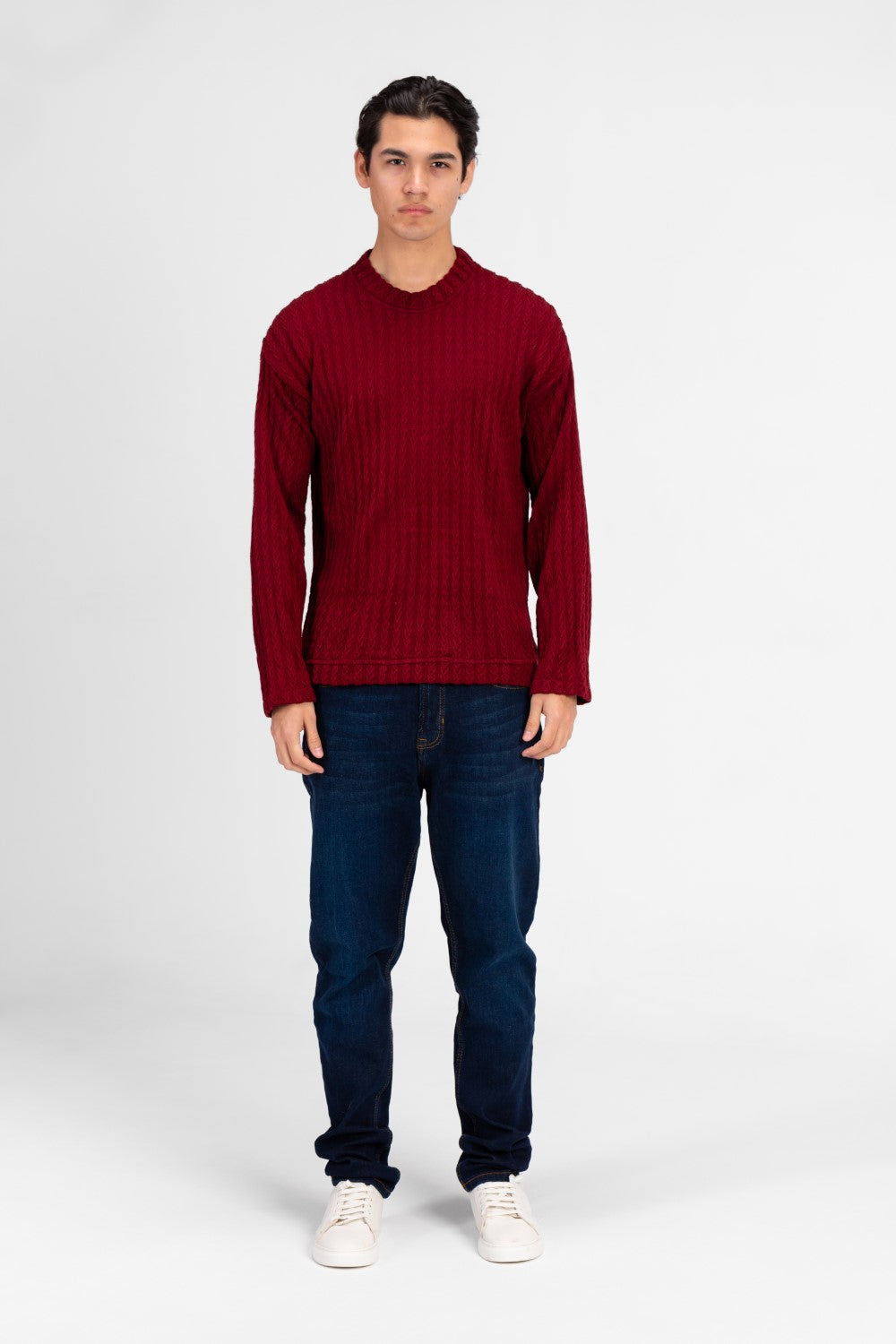 Men's Basic Round Neck Knitted Sweater Pullover