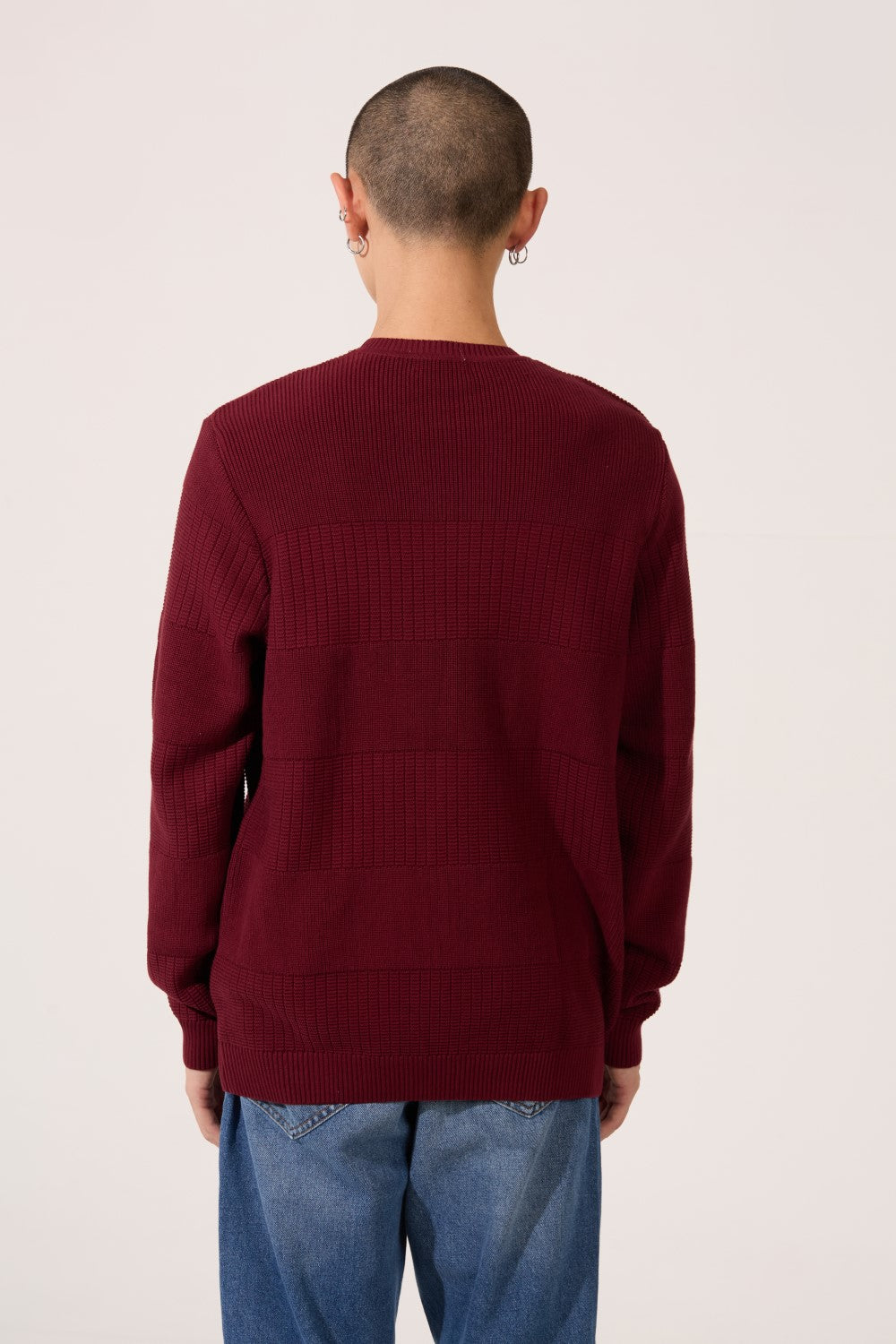 Men's Tomato Slim Fit Cotton Crew Neck Long Sleeve Pullover