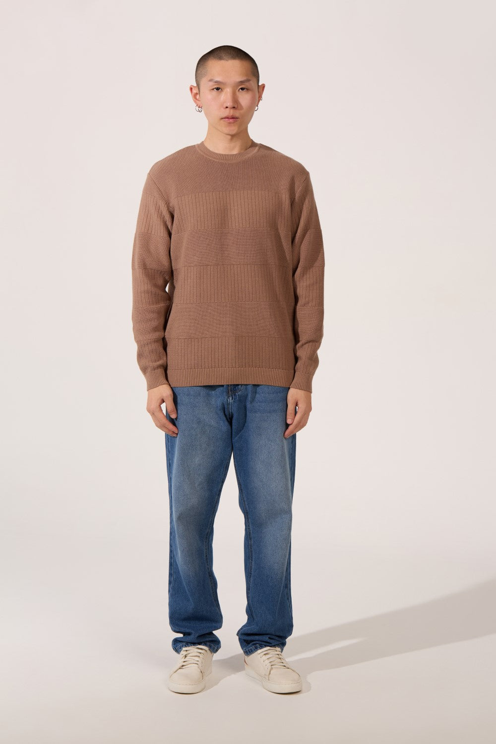 Men's Tomato Slim Fit Cotton Crew Neck Long Sleeve Pullover