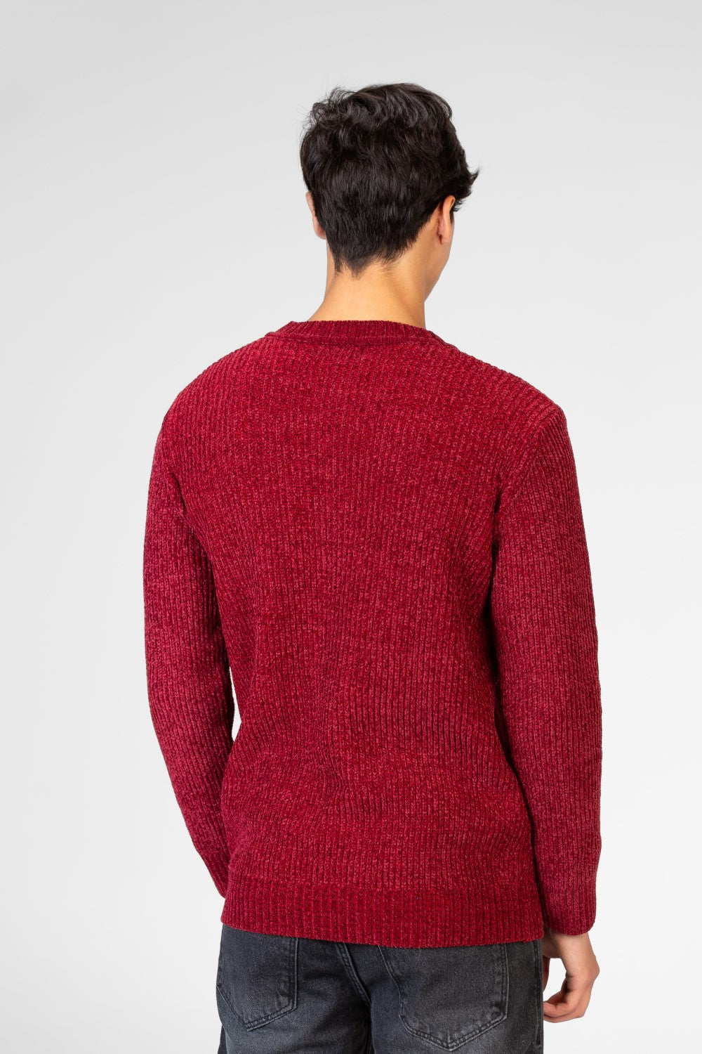 Men's Velvet Pullover With Round Neck And Long Sleeves
