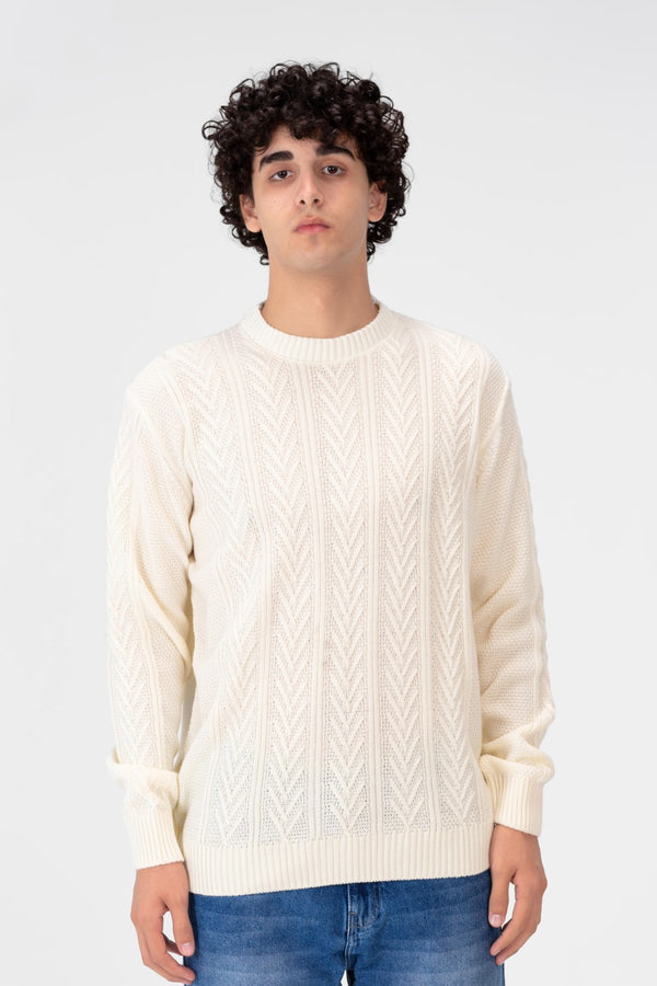 Men's Pullover With Crew Neck And Basic Details