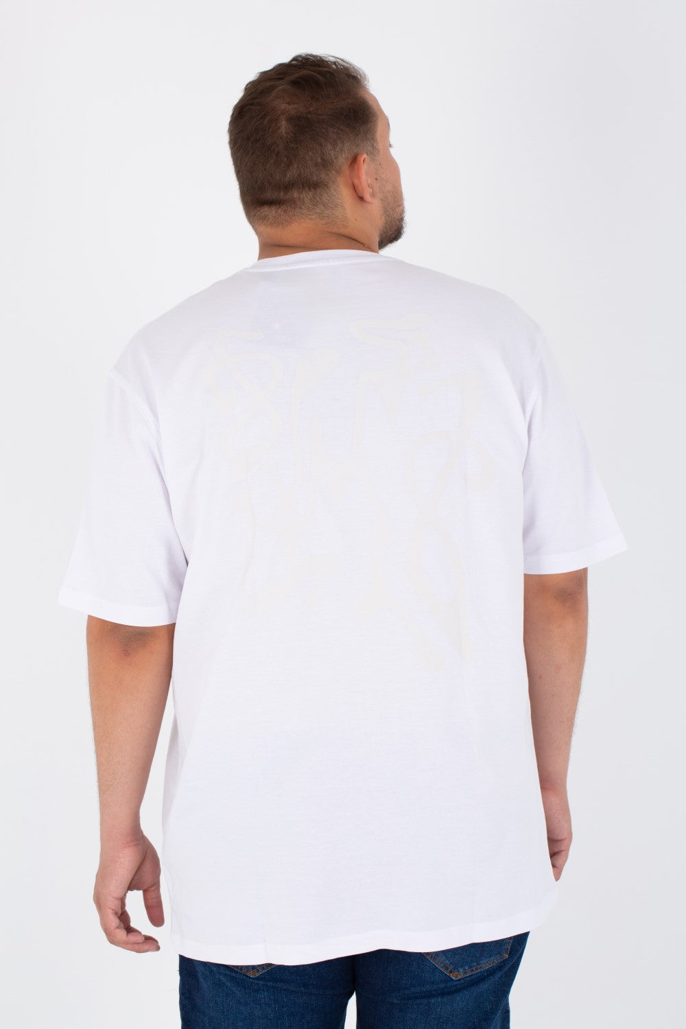 Men's Big Size Round Neck Short Sleeves Jakar T-Shirt With Front & Back Print