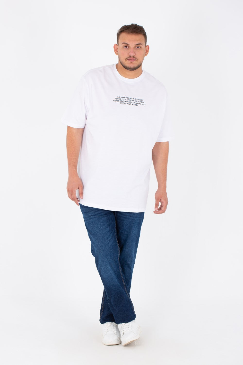 Men's Big Size Round Neck Short Sleeves Jakar T-Shirt With Front & Back Print