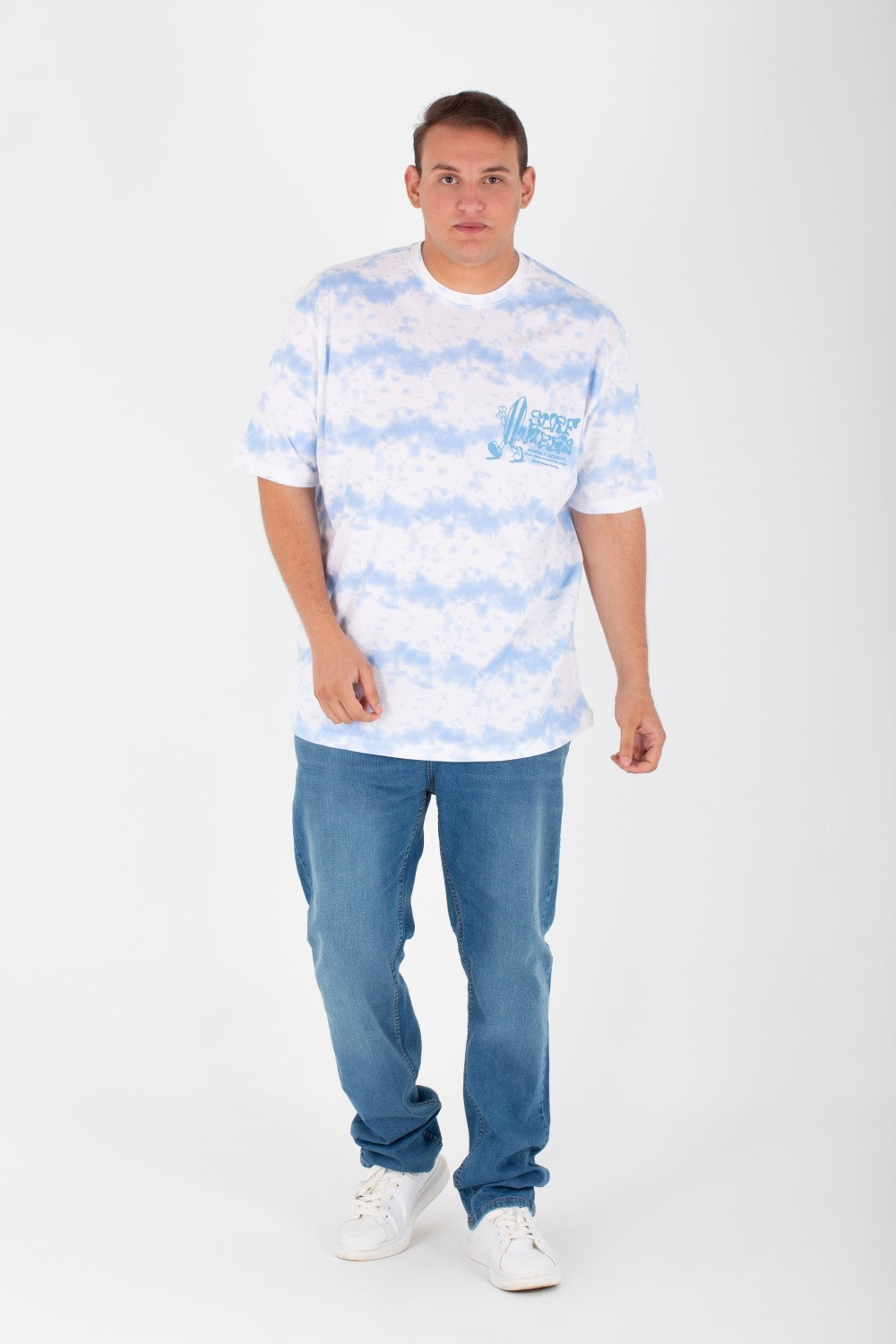 Men's Big Size Oversize T-shirt With Round Neck And Full Print