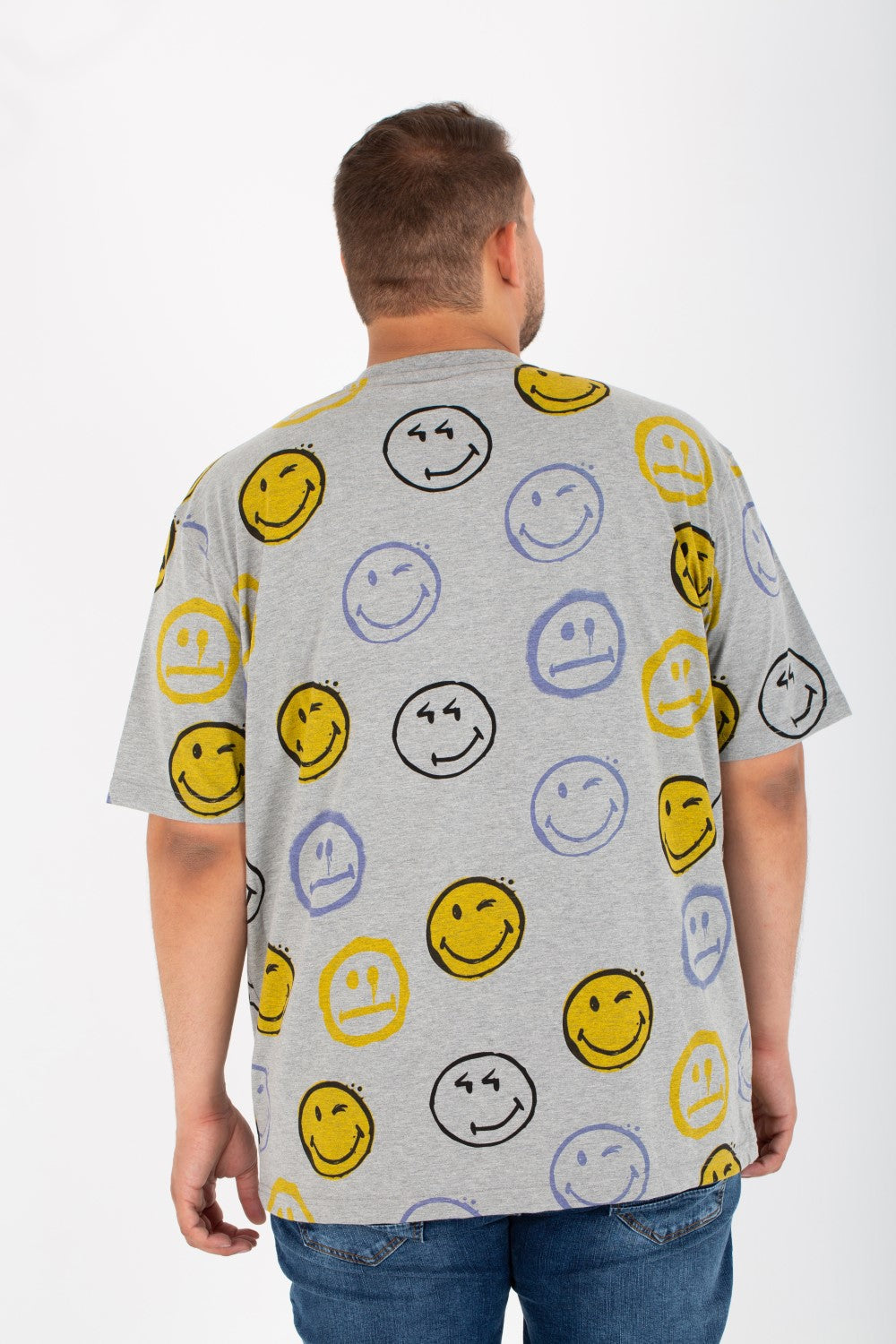 Mens Big Size T-Shirt With Round Neck And All Over Wink Print