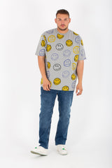 Mens Big Size T-Shirt With Round Neck And All Over Wink Print