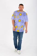 Mens Big Size T-Shirt With Round Neck And All Over Wink Print