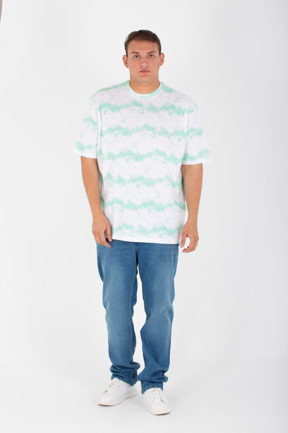 Mens Big Size Full Print T-shirt With Over Size Cut Half Sleeves