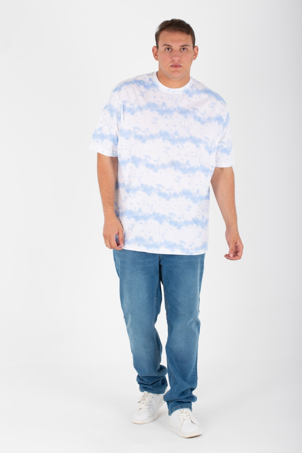 Mens Big Size Full Print T-shirt With Over Size Cut Half Sleeves