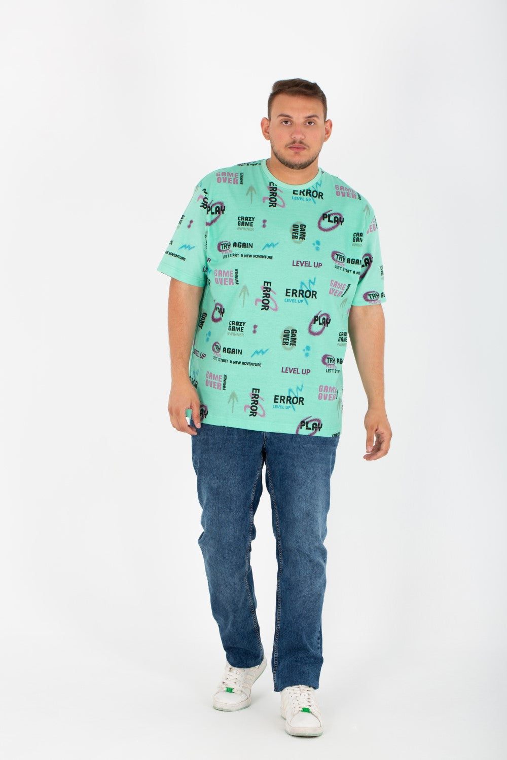 Mens Big size T-shirt With Round Neck And Full Print