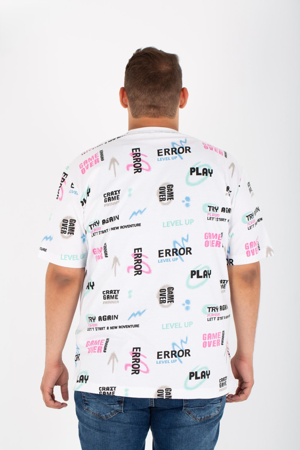 Mens Big size T-shirt With Round Neck And Full Print