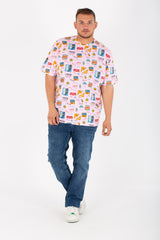 Mens Big Size half sleeves Round T-Shirt With Full Print