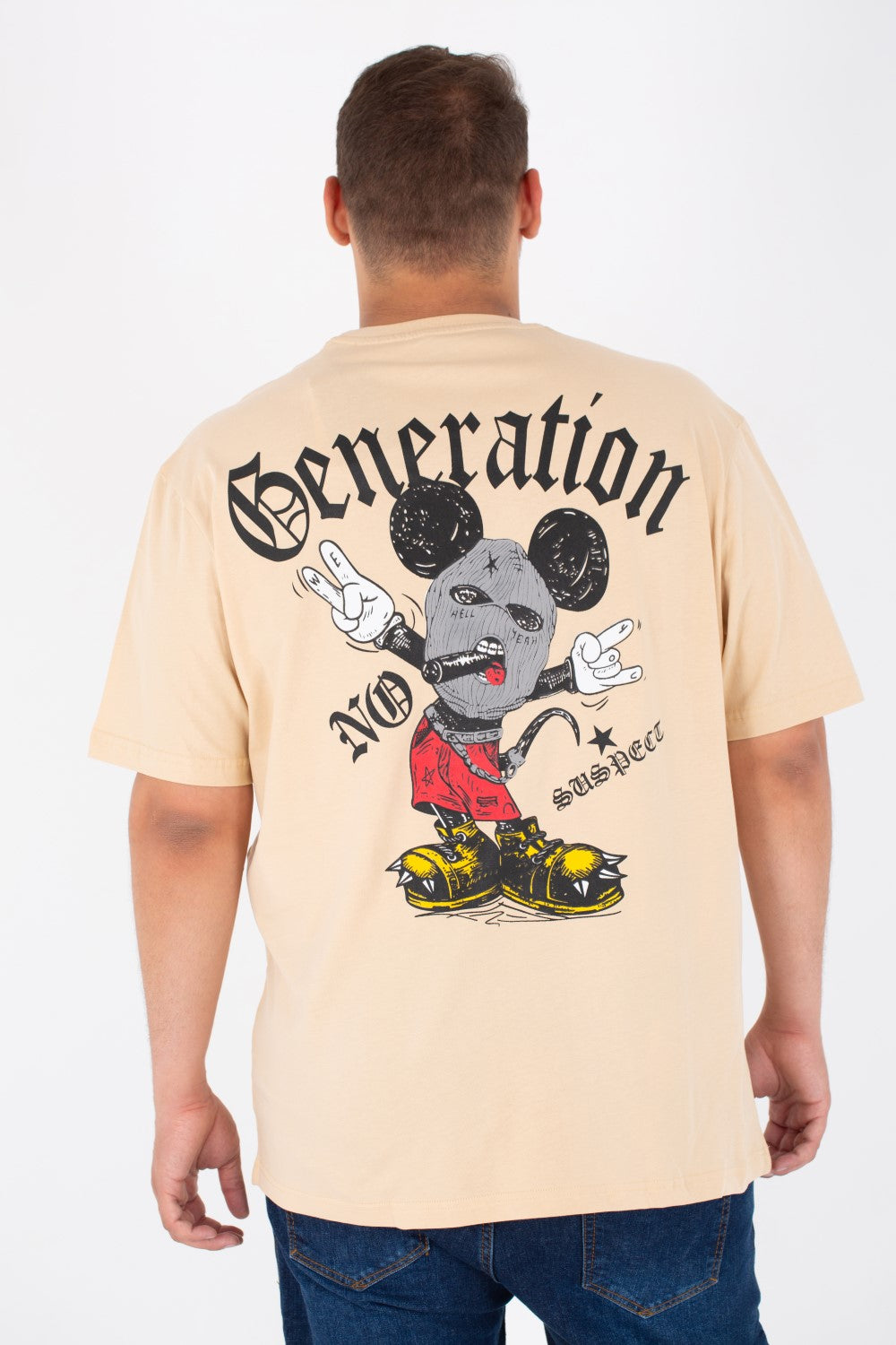 Men's Big Size Round T-shirt Printed On The Front And Back