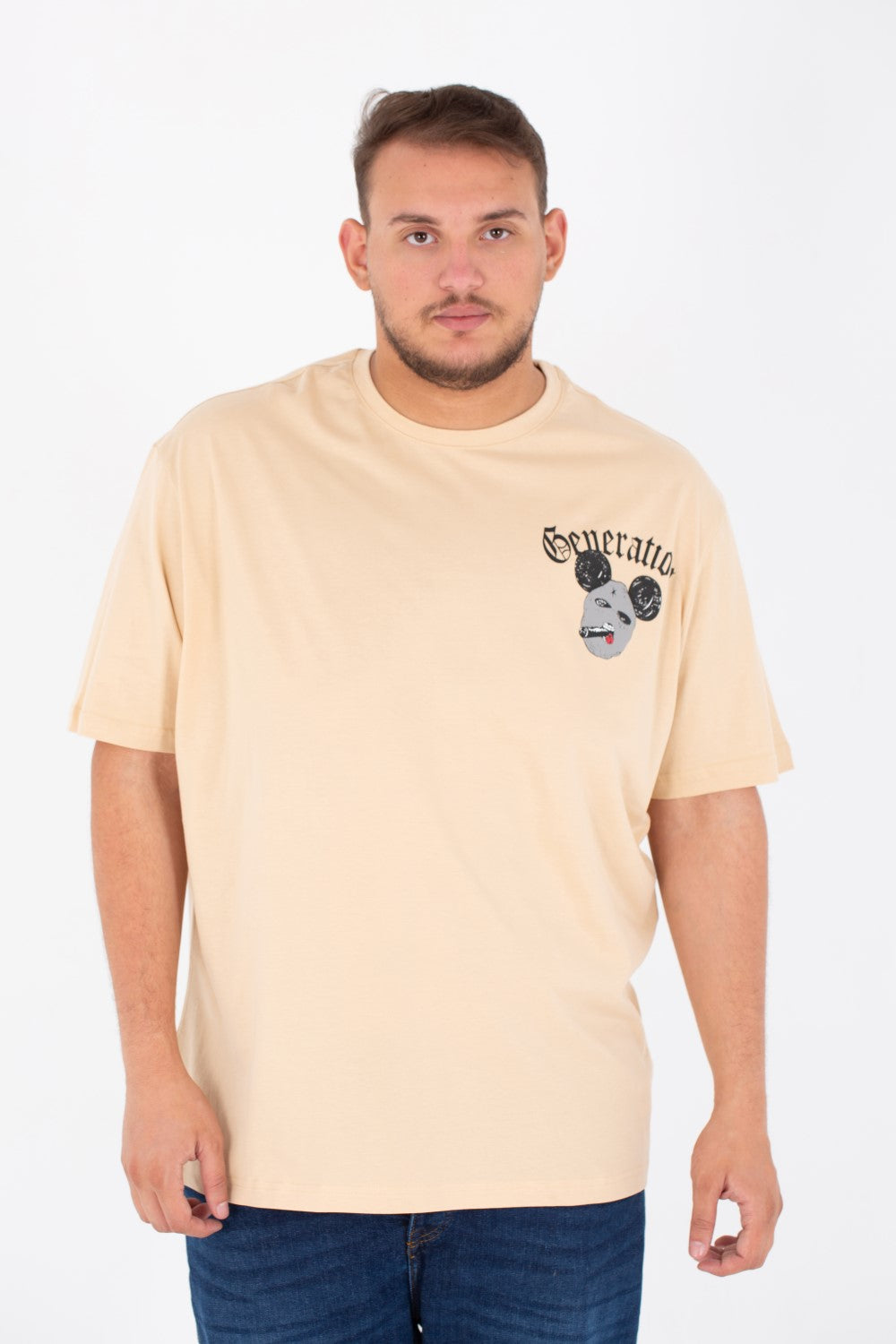 Men's Big Size Round T-shirt Printed On The Front And Back