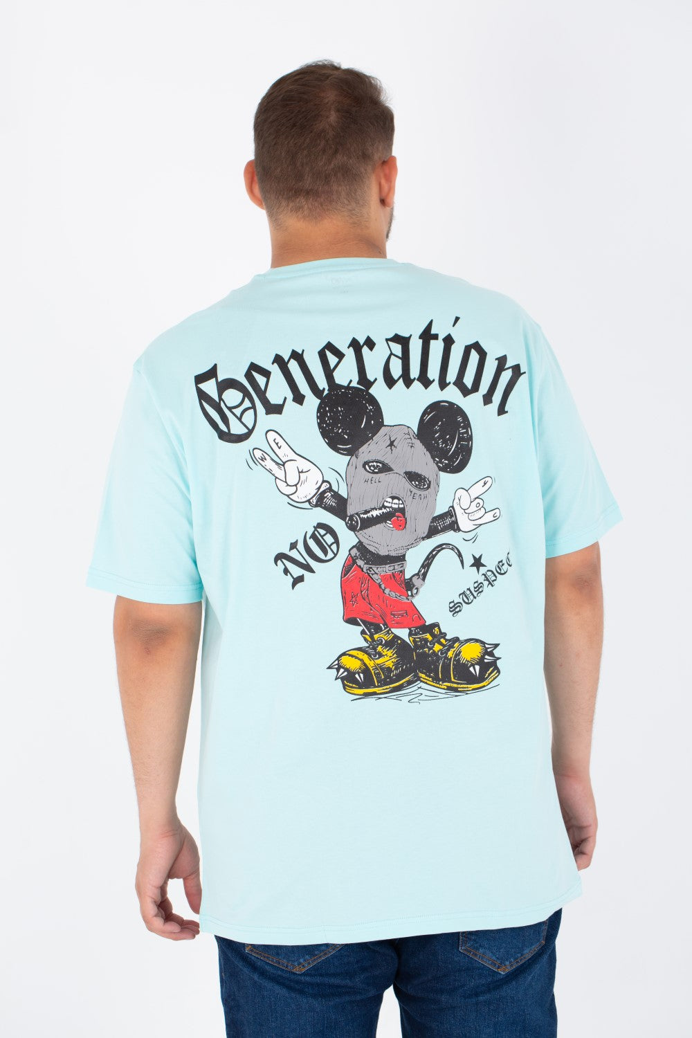 Men's Big Size Round T-shirt Printed On The Front And Back