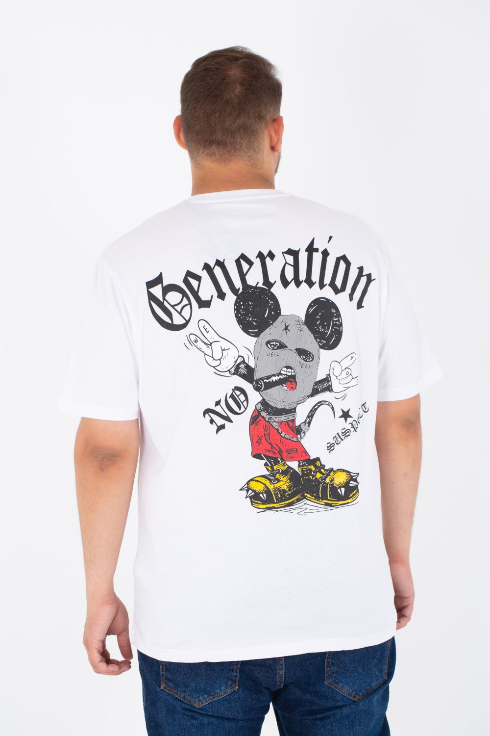 Men's Big Size Round T-shirt Printed On The Front And Back