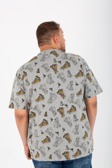 Mens Big Size Round T-Shirt With Short Sleeves And All Over Print