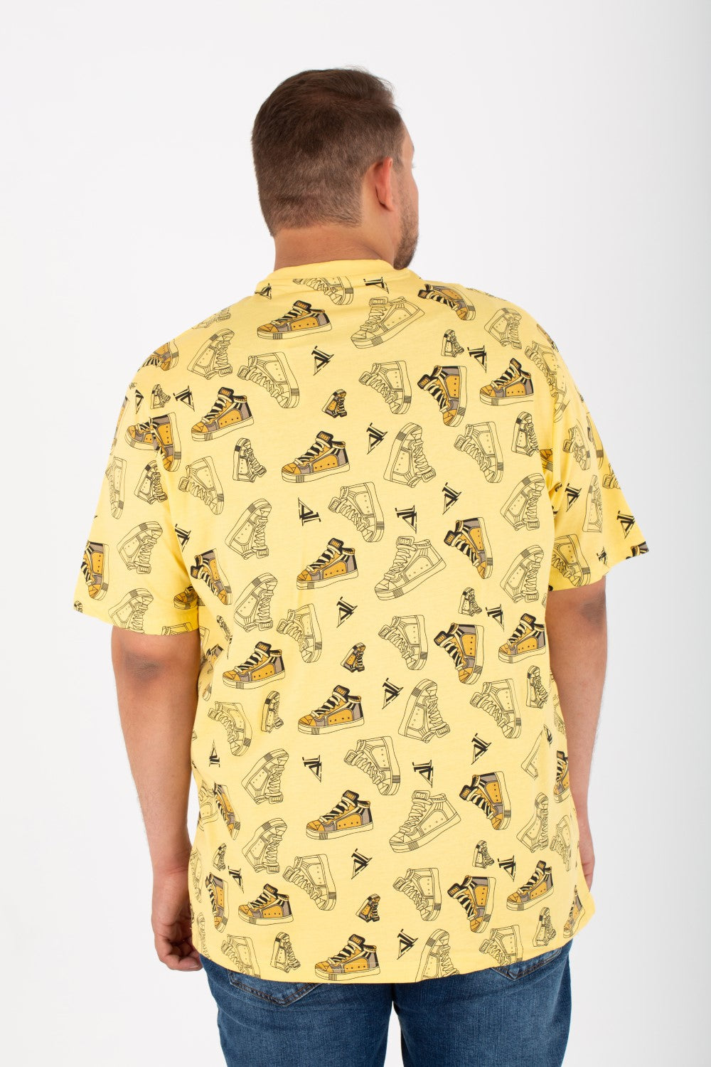Mens Big Size Round T-Shirt With Short Sleeves And All Over Print