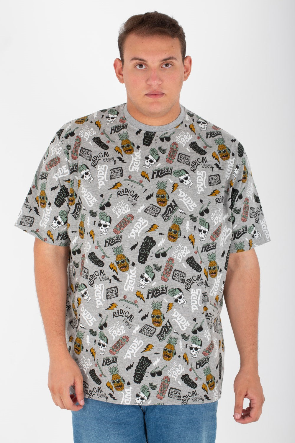 Men's Big Size Round Neck Short Sleeve Printed T-shirt