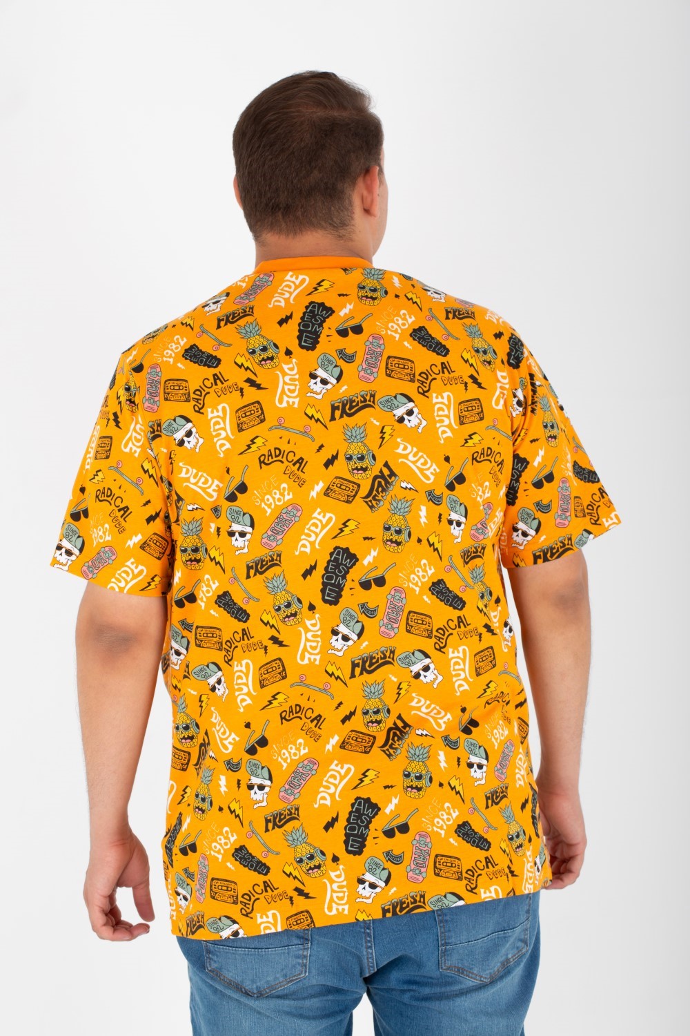 Men's Big Size Round Neck Short Sleeve Printed T-shirt