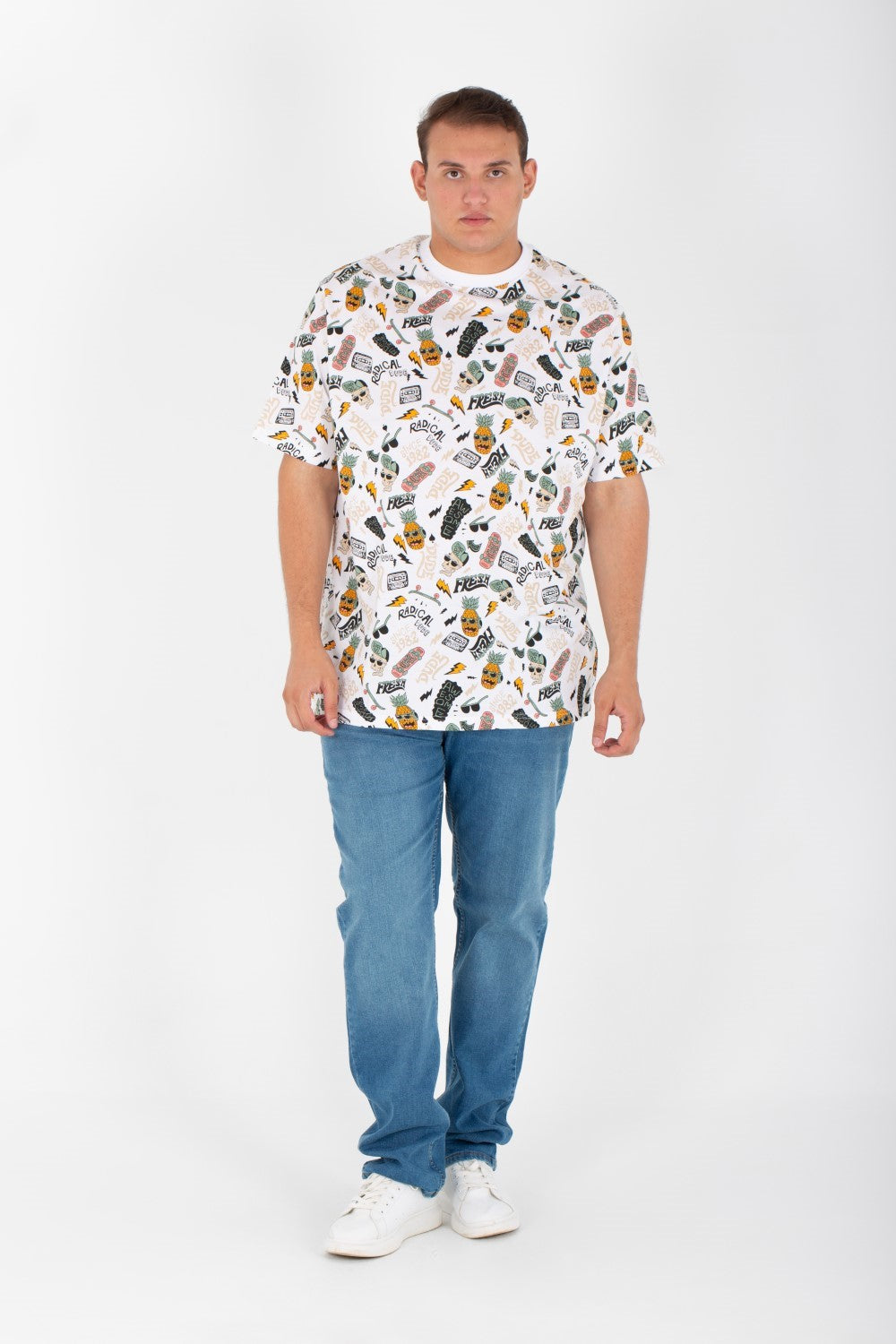 Men's Big Size Round Neck Short Sleeve Printed T-shirt