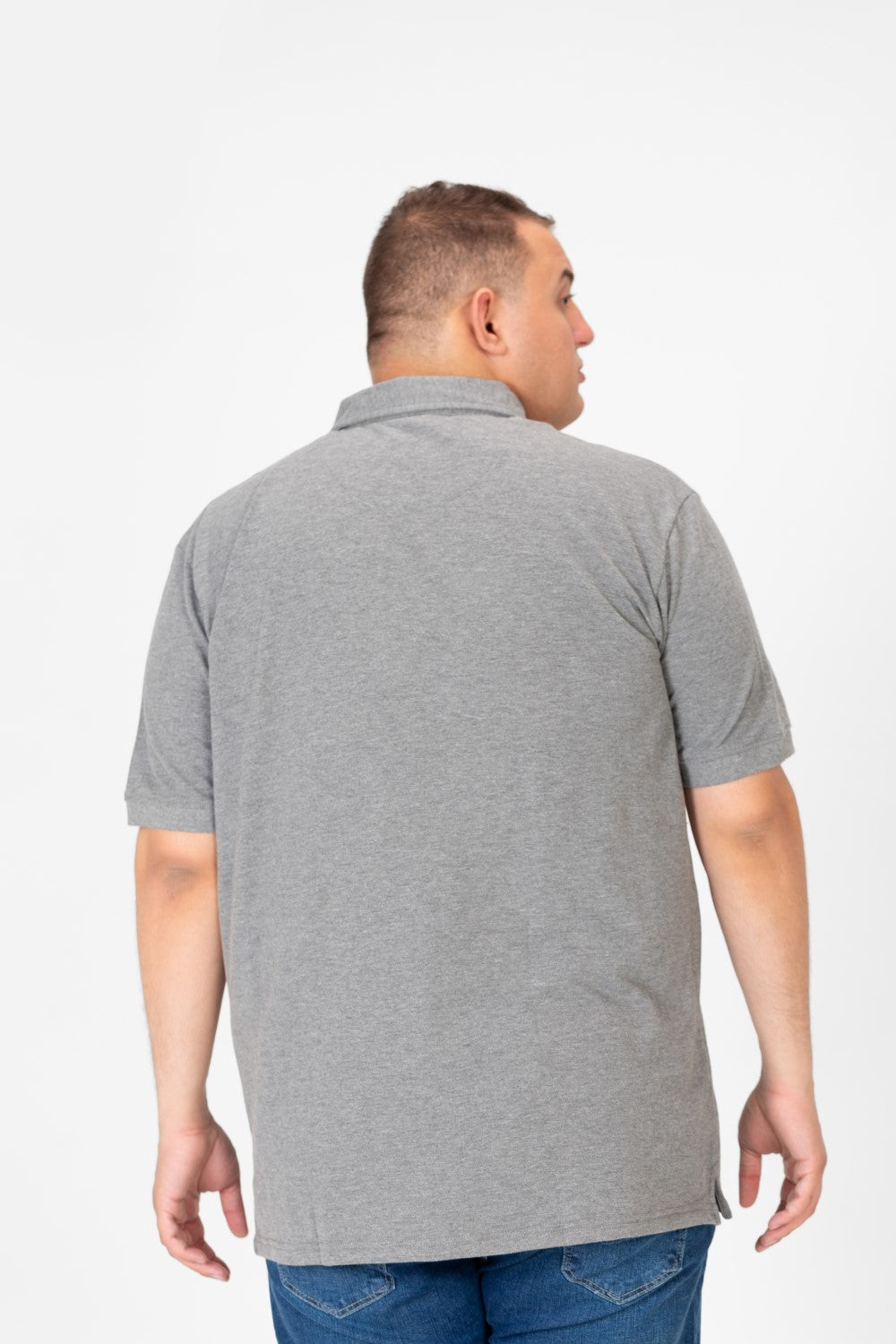 Mens Big Size Basic Solid Polo T-Shirt With Badge Tomato And Short Sleeves