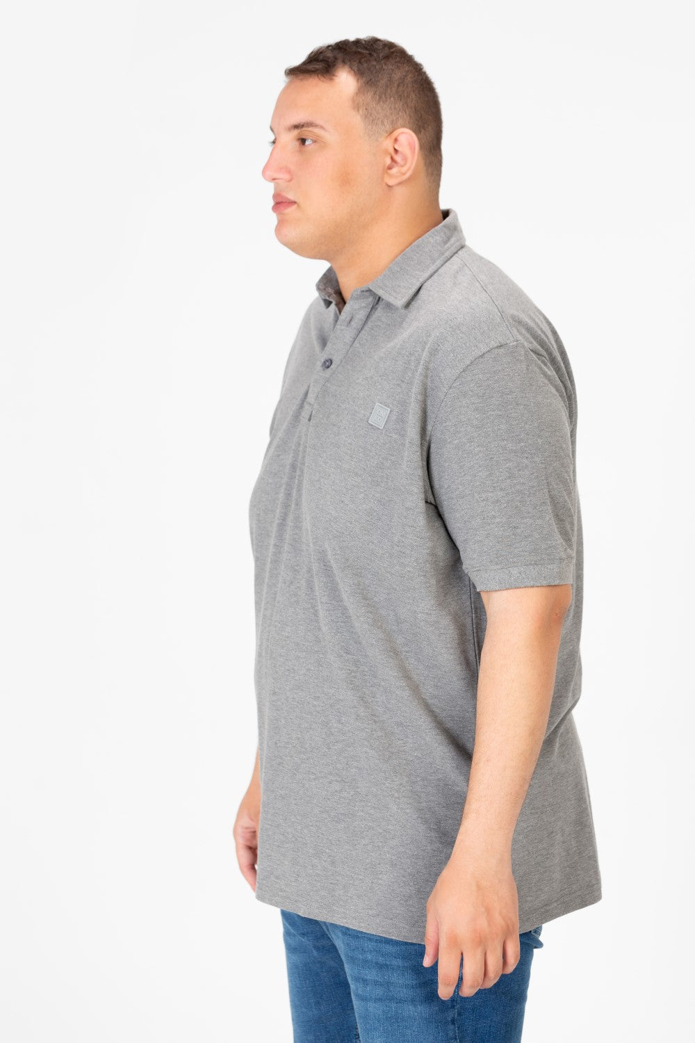 Mens Big Size Basic Solid Polo T-Shirt With Badge Tomato And Short Sleeves