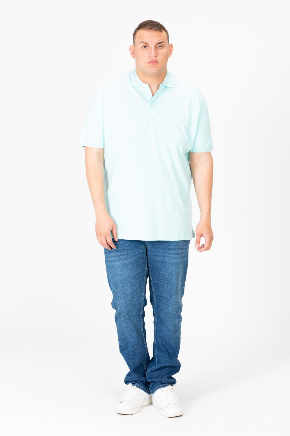Mens Big Size Basic Solid Polo T-Shirt With Badge Tomato And Short Sleeves
