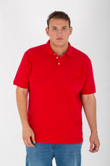 Men's Big Size Plain Basic Short Sleeve Polo T-Shirt In Red