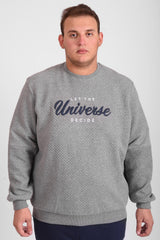 Men's Front Chest Printed Long Sleeve Rounded Neck Big Size Sweatshirt