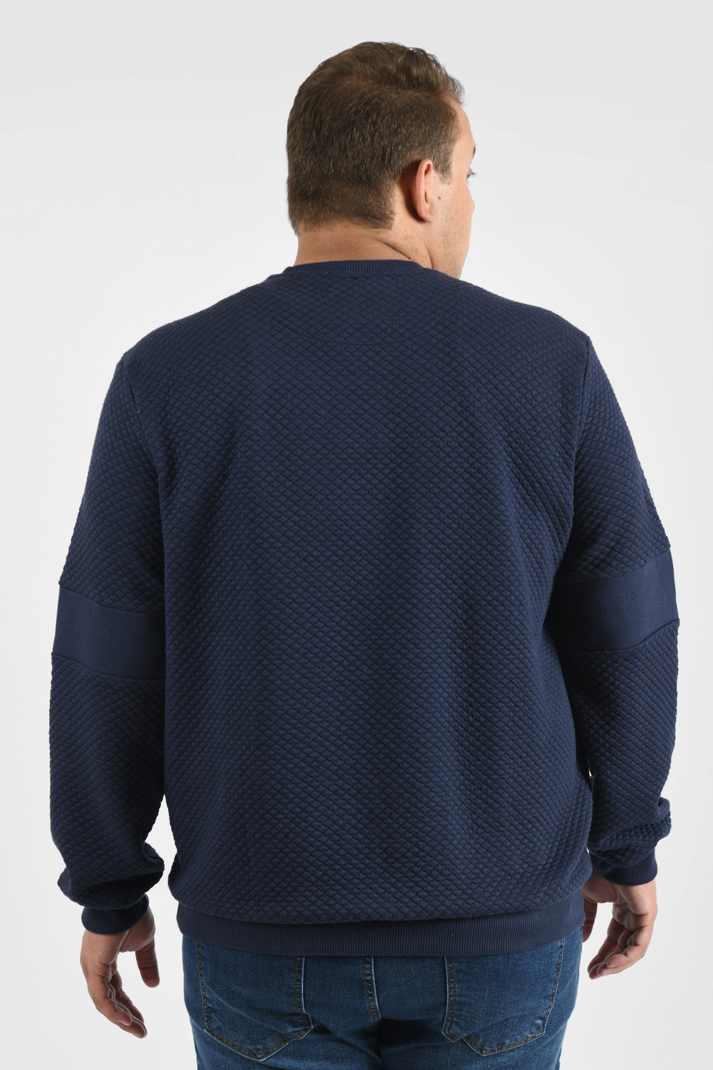 Men's Front Chest Printed Long Sleeve Rounded Neck Big Size Sweatshirt