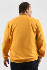 Men's Big Size Long Sleeve Rounded Neck Front Chest Printed Padded Melton Sweatshirt