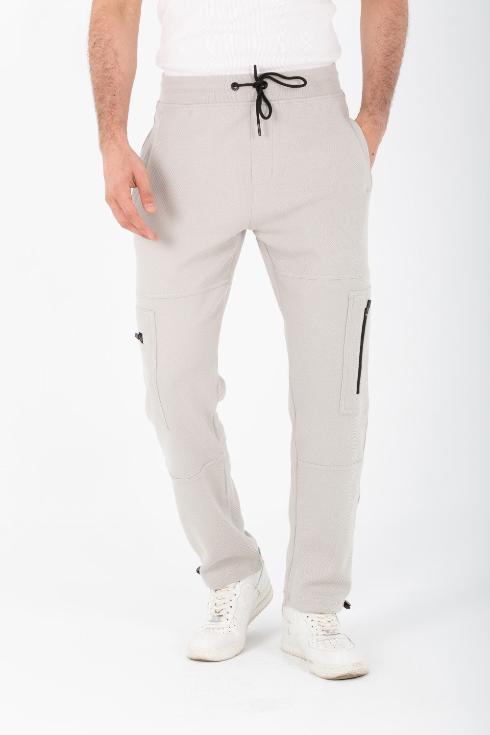 Men's Sweatpants With Modern Side Pockets In Cotton Melton Material