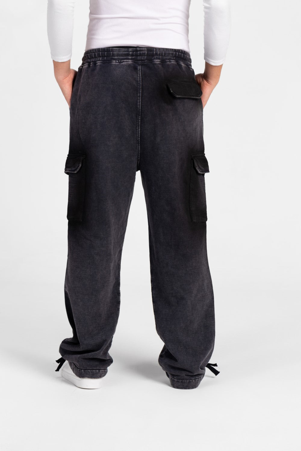 Men's Wide Leg Elastic Waistband Sweatpants With Side Pockets