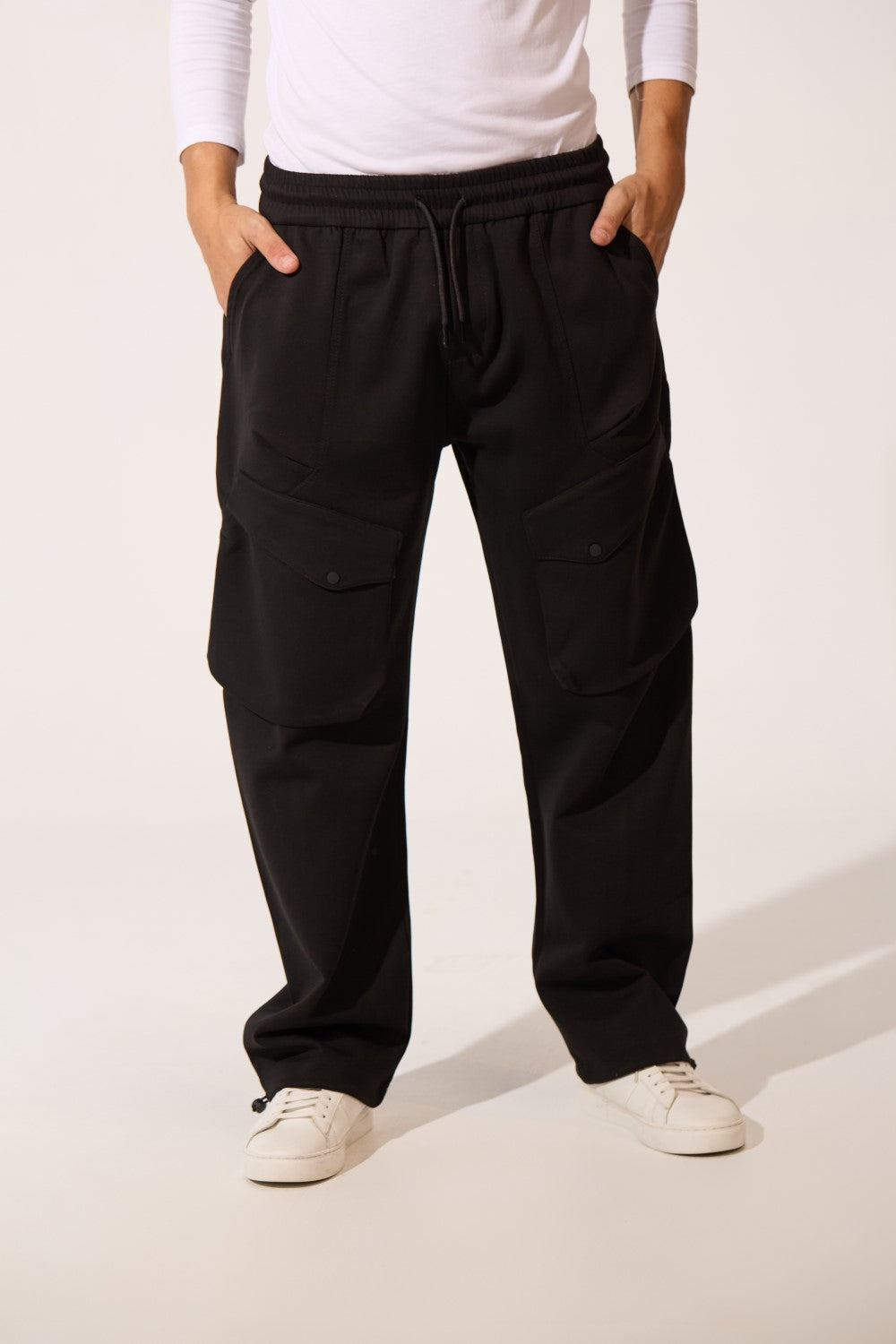 Men's Oversized Middle Drawstring Sweatpants With Front Pockets