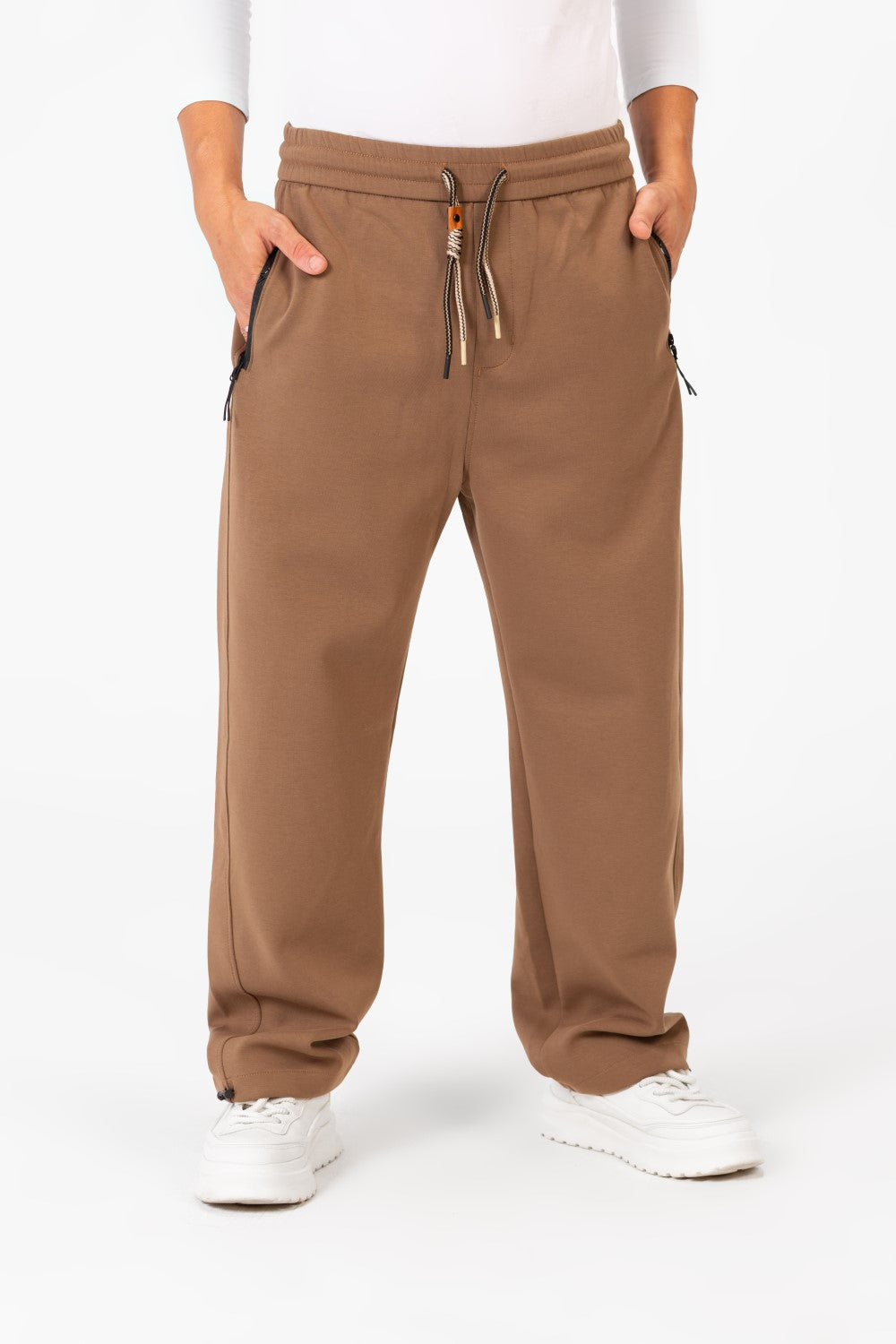 Men's Tomato Oversized Sweatpants With Elastic Waistband And Modern Zipper Pockets