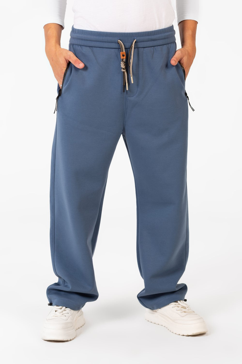 Men's Tomato Oversized Sweatpants With Elastic Waistband And Modern Zipper Pockets