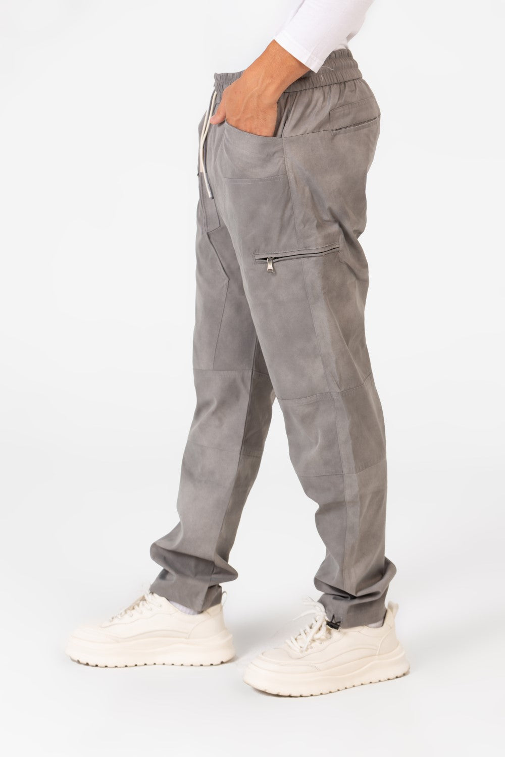 Men's Oversized Sweatpants With Elastic Waistband And Modern Zipper Pockets